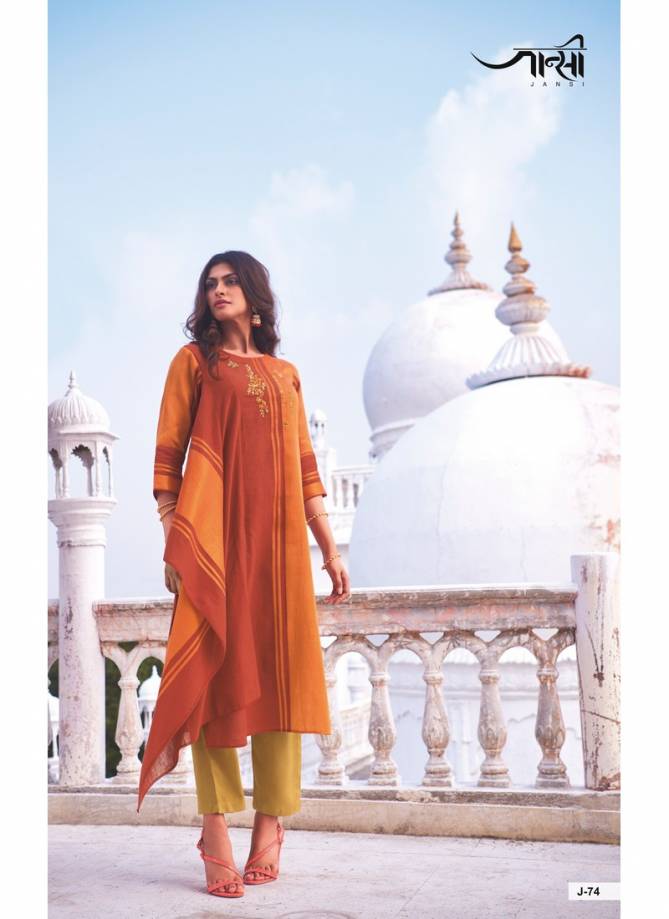 Jansi Sringar Latest Linen Cotton Handloom Embroidery With Hand Work Designer Kurti With Bottom Party Wear Collection